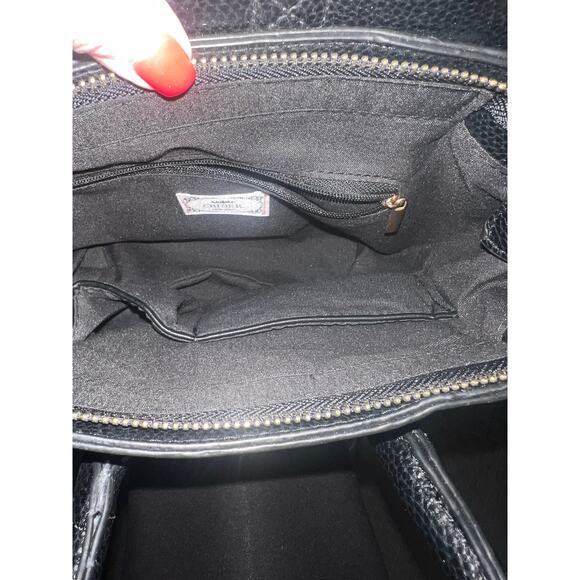 Chloe K. New York Black Leather Bag Silver Front - Picture 7 of 9